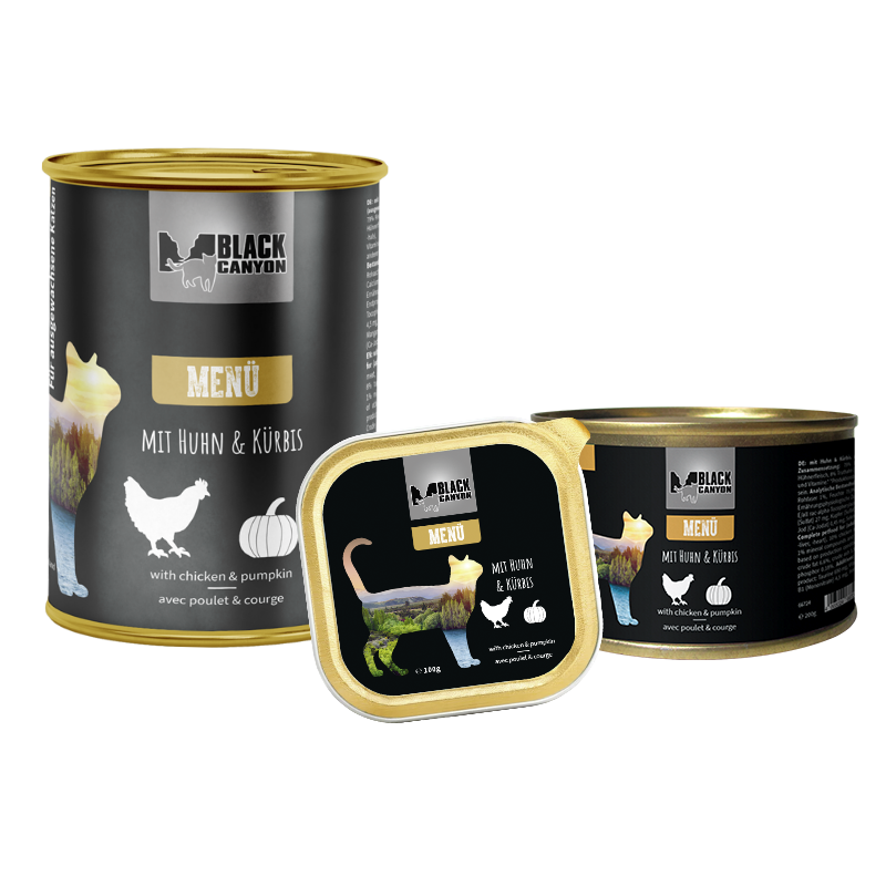 BLACK CANYON Menü Rind & Huhn m. Kürbis Nassfutter f. Katzen