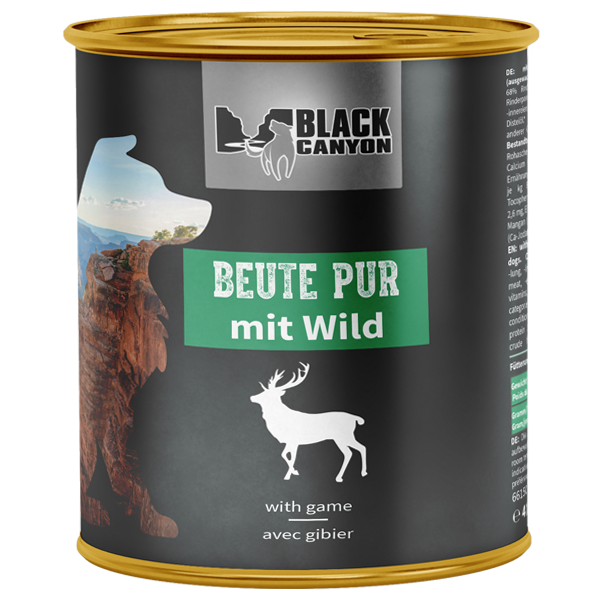 BLACK CANYON Beute Pur Rind mit Wild Nassfutter für Hunde